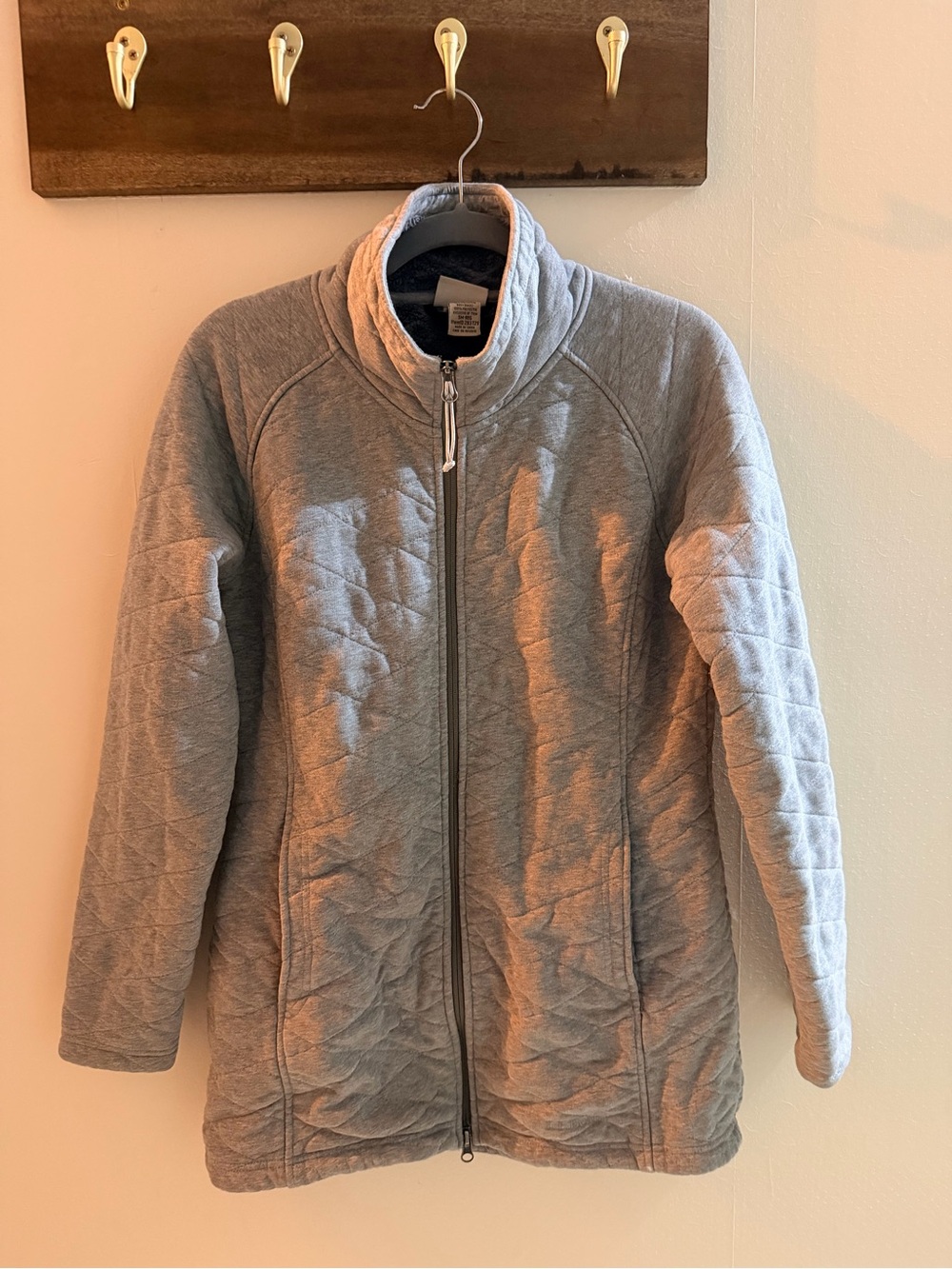 L.L. Bean Light Gray Quilted Full-Zip Jacket